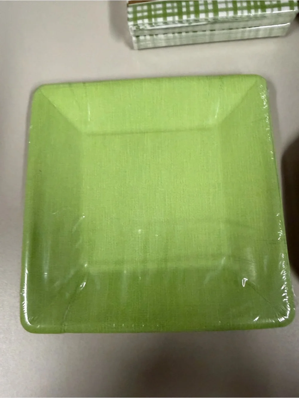 White Yellow Gold Green Lemon Plaid Coastal Summer Paper Plate Napkin Set